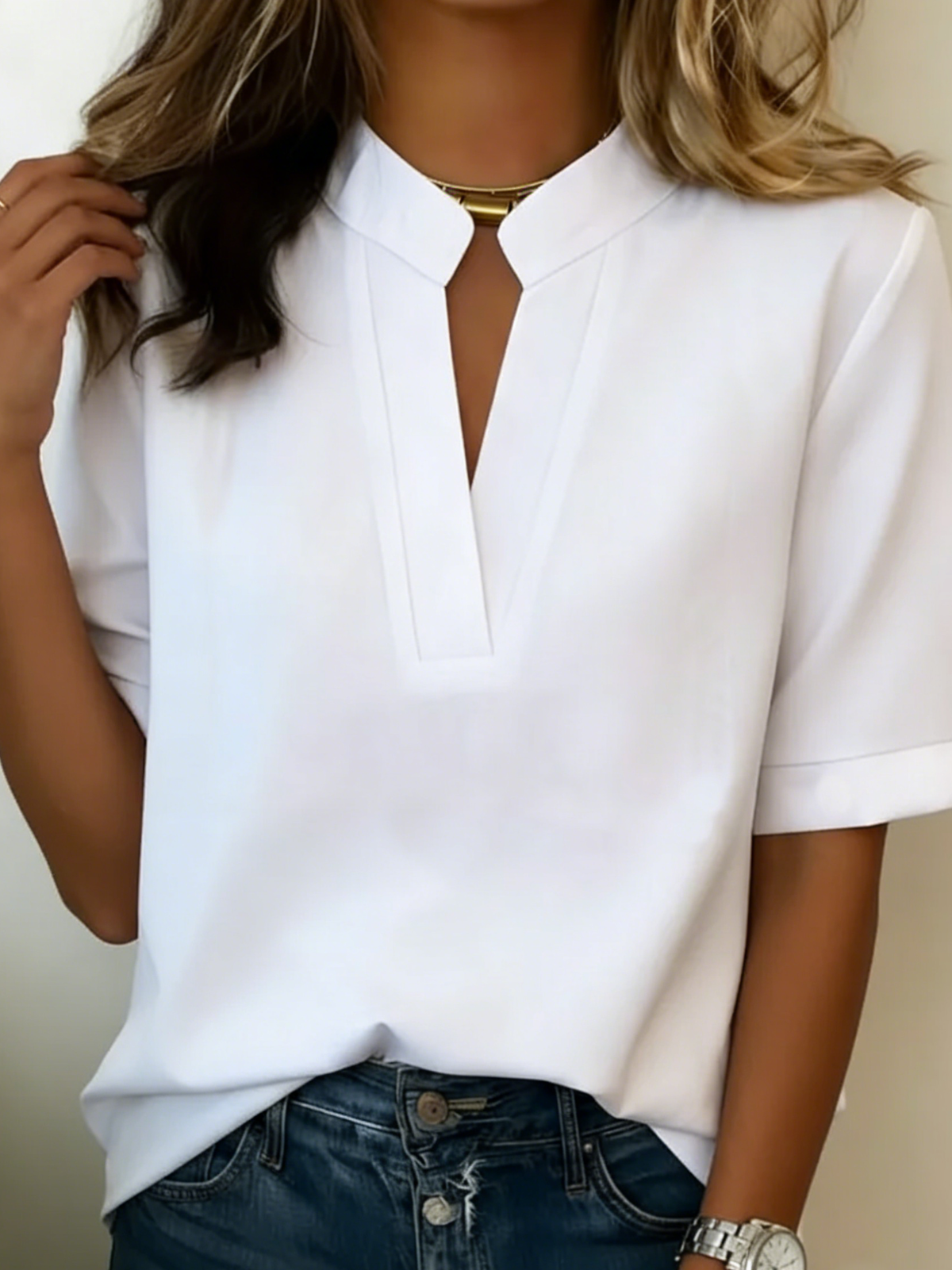 Refined V-Neck Blouse