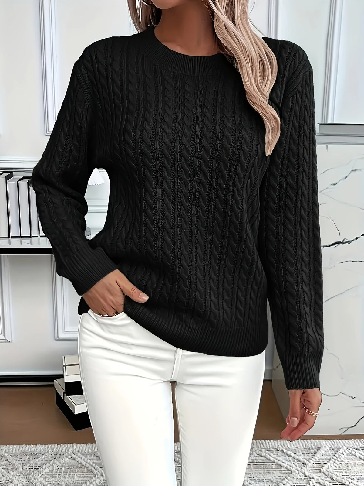 Chunky Cable Crewneck
