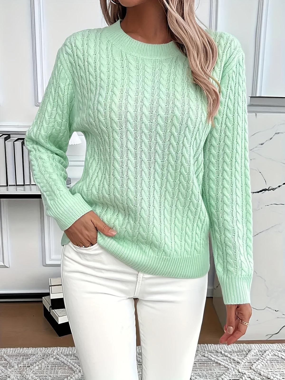 Chunky Cable Crewneck