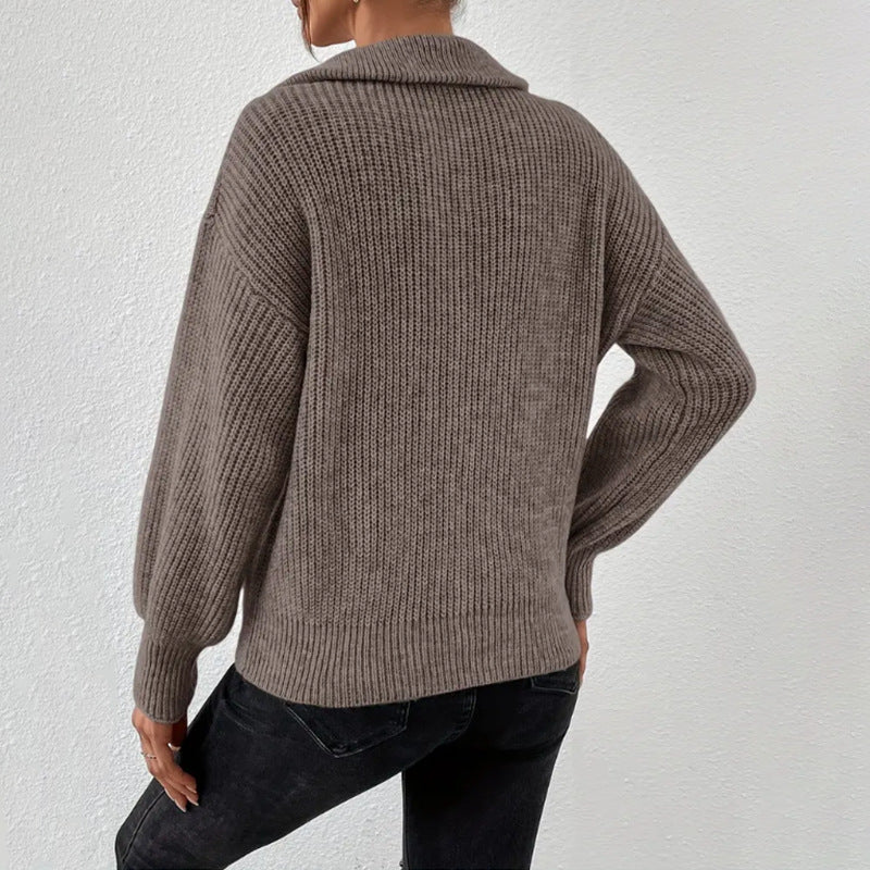 Chunky Wide Collar Half-Zip