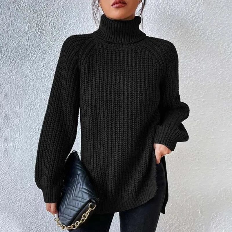 Chunky Rib Roll Neck Jumper