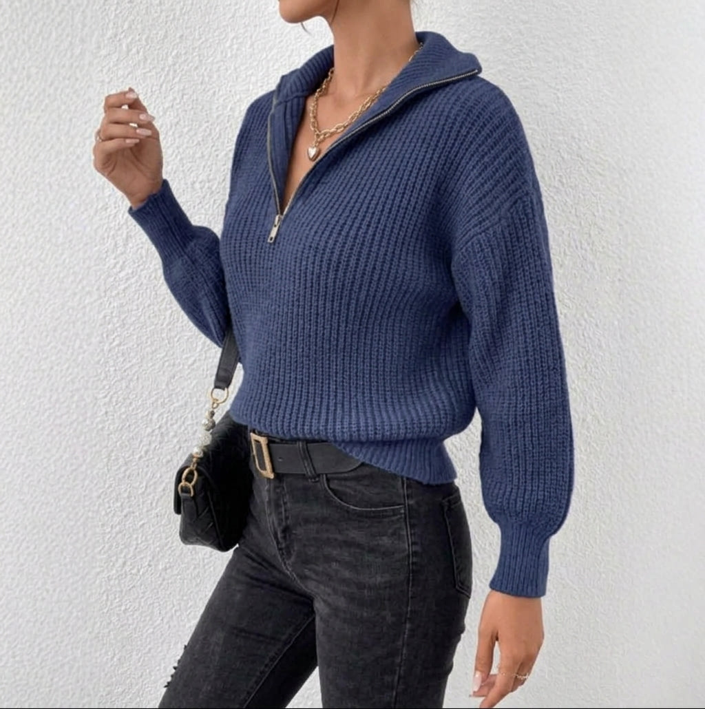 Chunky Rib Half-Zip Jumper