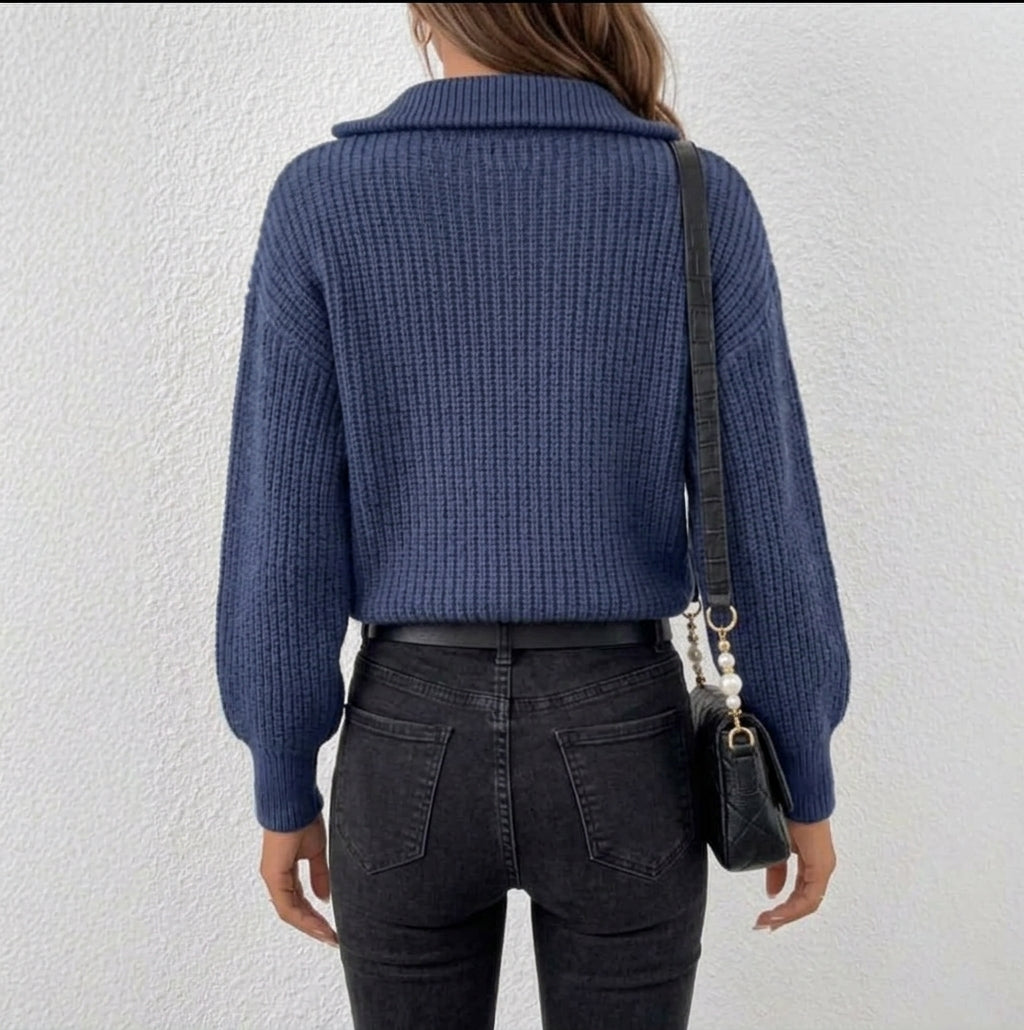 Chunky Rib Half-Zip Jumper