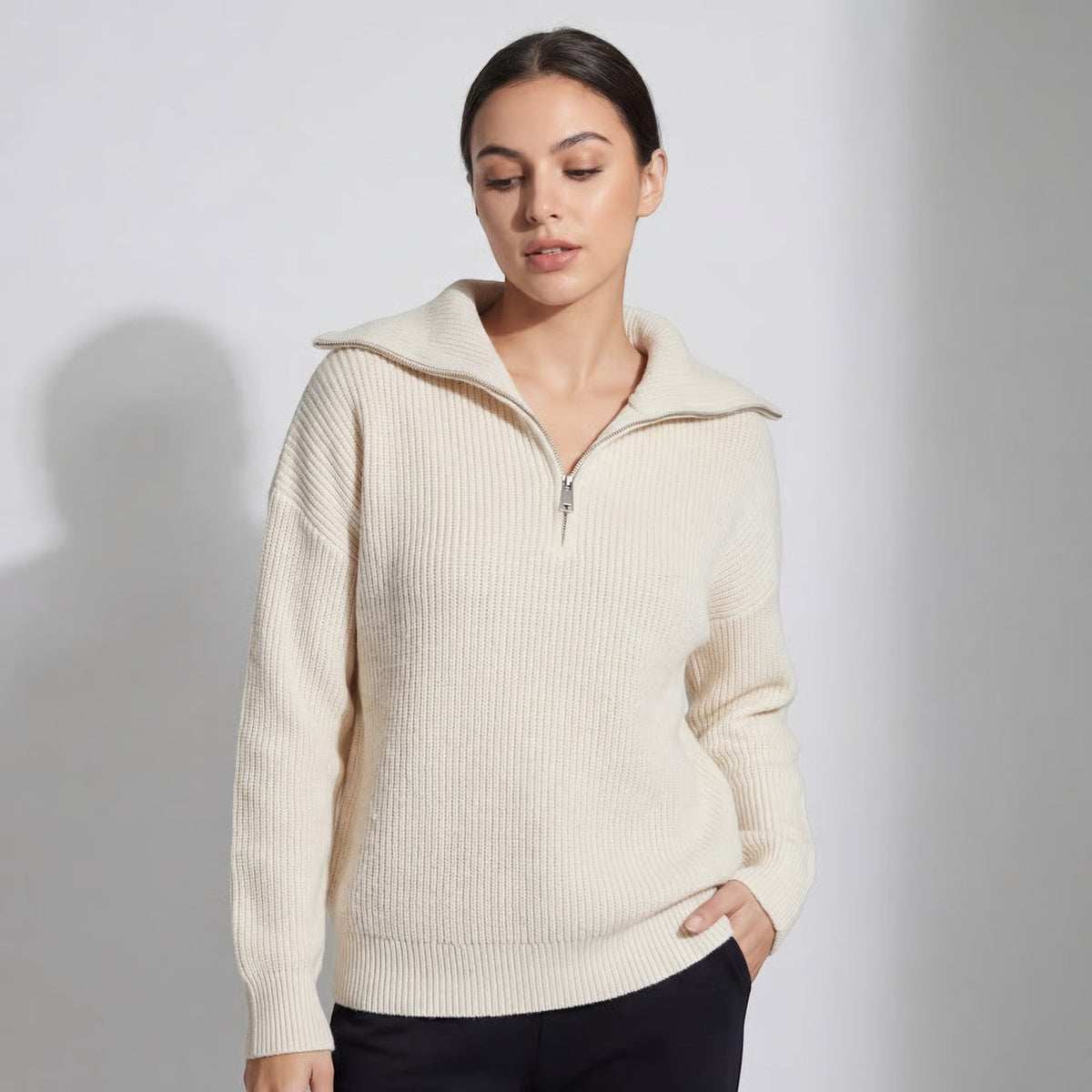 Chunky Rib Wide Collar Jumper