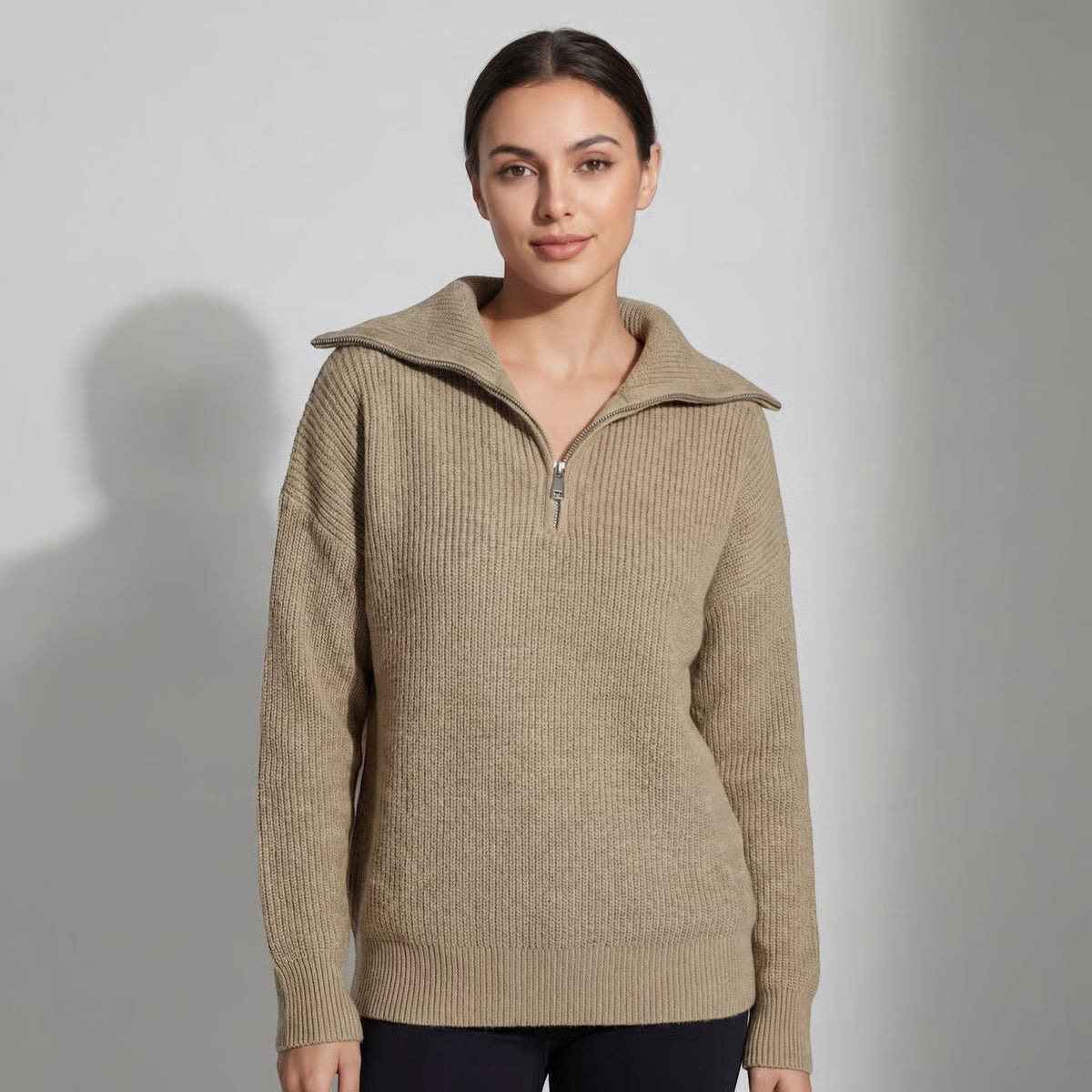 Chunky Rib Wide Collar Jumper
