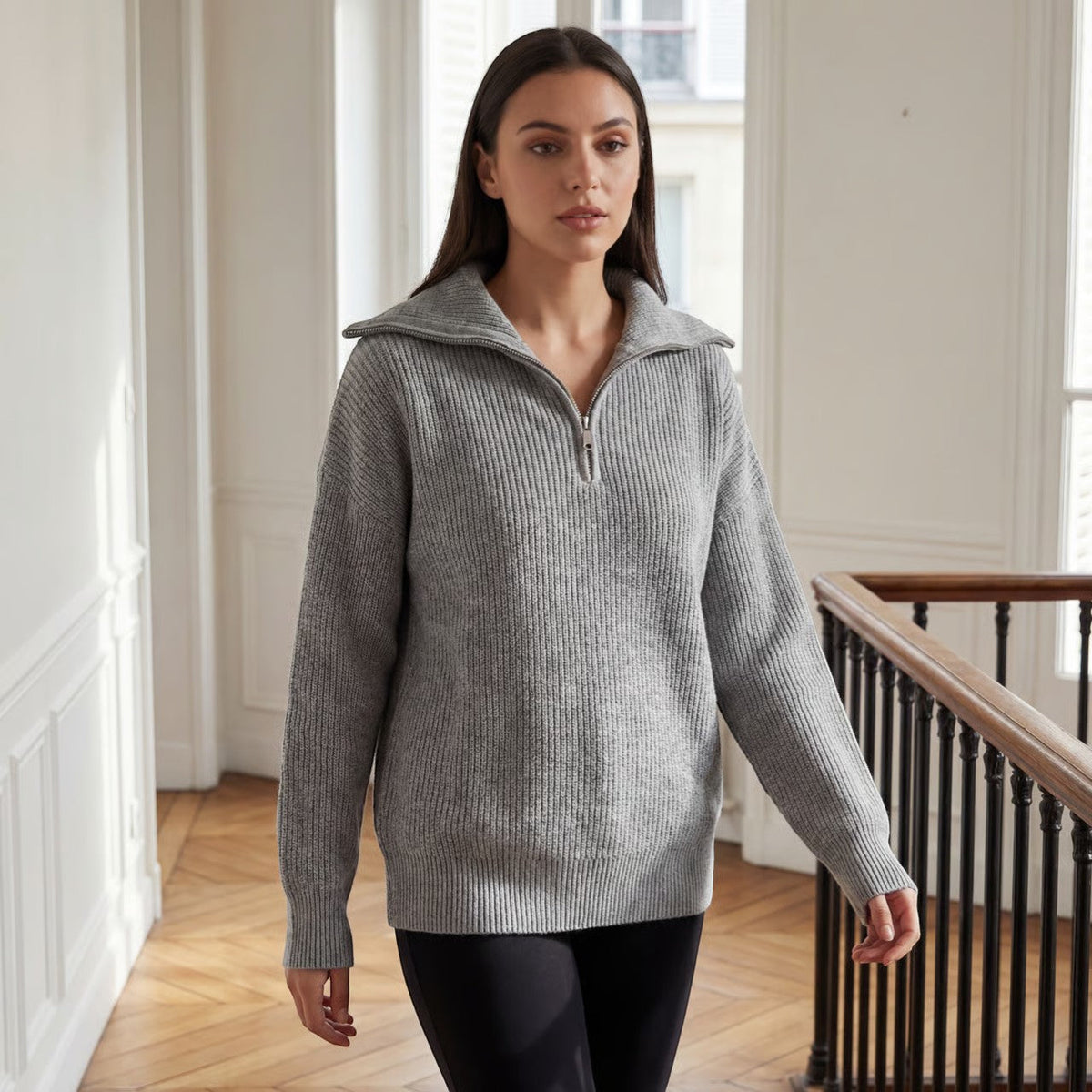 Chunky Rib Wide Collar Jumper