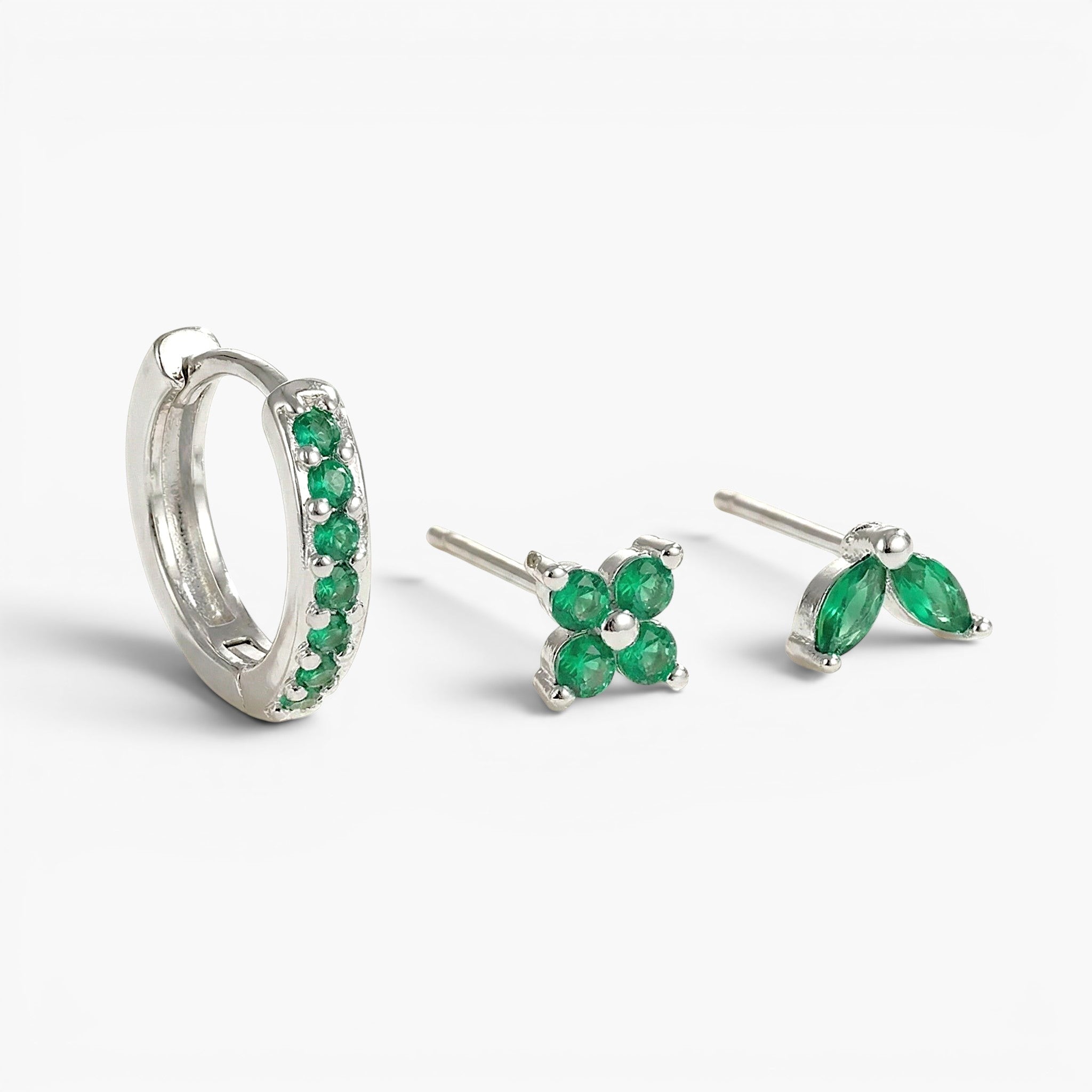 Naviiz Earrings Naviiz Emerald Silver  Emerald Silver