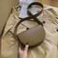 Crescent Bag Faux Leather with Zip and Removable Strap