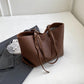 Tote Bag Faux Leather Braided with Zip and Wide Handles