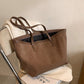 Tote Bag Textured Canvas with Faux Leather Trim and Zip
