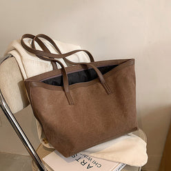 Tote Bag Textured Canvas with Faux Leather Trim and Zip