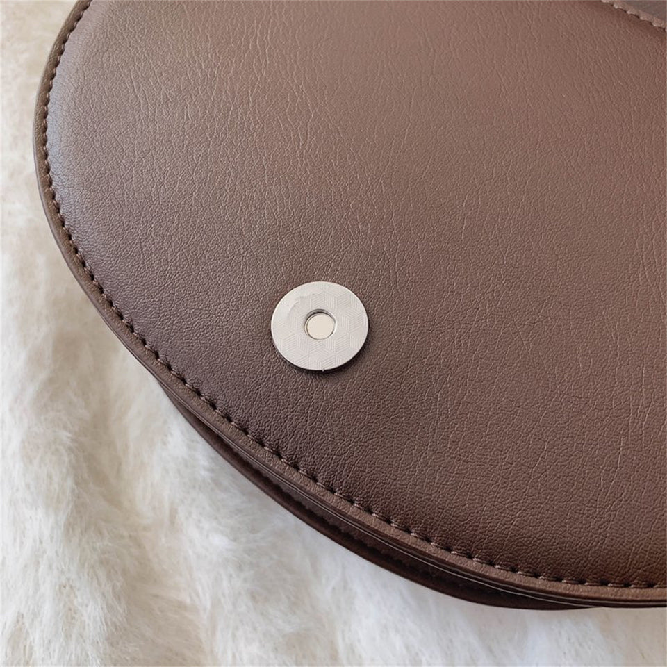 Crescent Bag Faux Leather with Zip and Removable Strap
