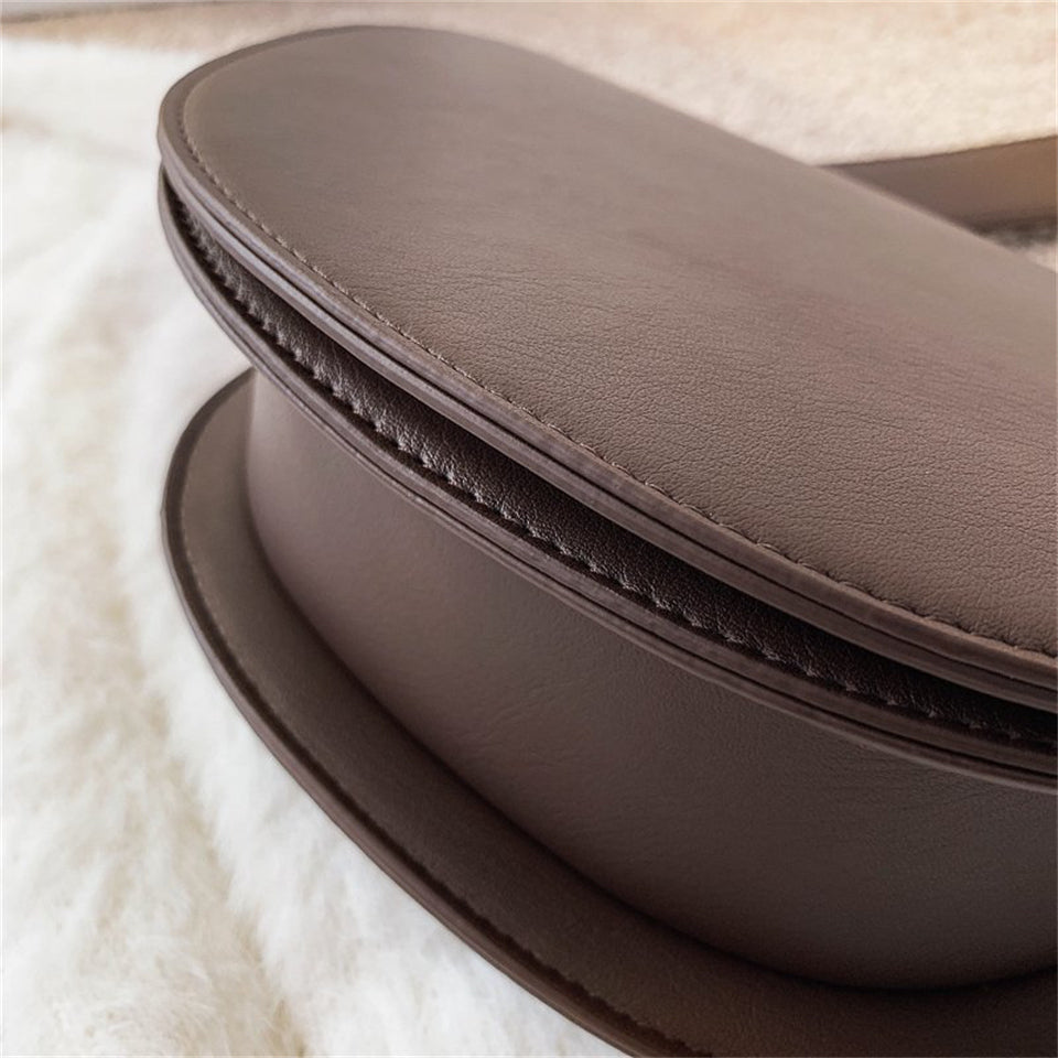 Crescent Bag Faux Leather with Zip and Removable Strap