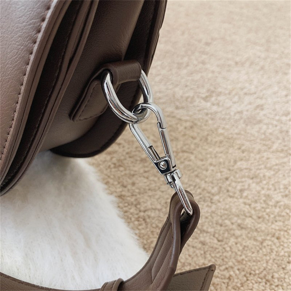 Crescent Bag Faux Leather with Zip and Removable Strap