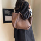 Tote Bag Faux Leather Braided with Zip and Wide Handles