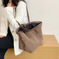 Tote Bag Textured Canvas with Faux Leather Trim and Zip