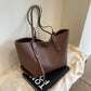 Tote Bag Faux Leather Braided with Zip and Wide Handles
