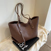 Tote Bag Faux Leather Braided with Zip and Wide Handles