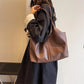 Hobo Bag Faux Leather Textured Grain with Magnetic Snap