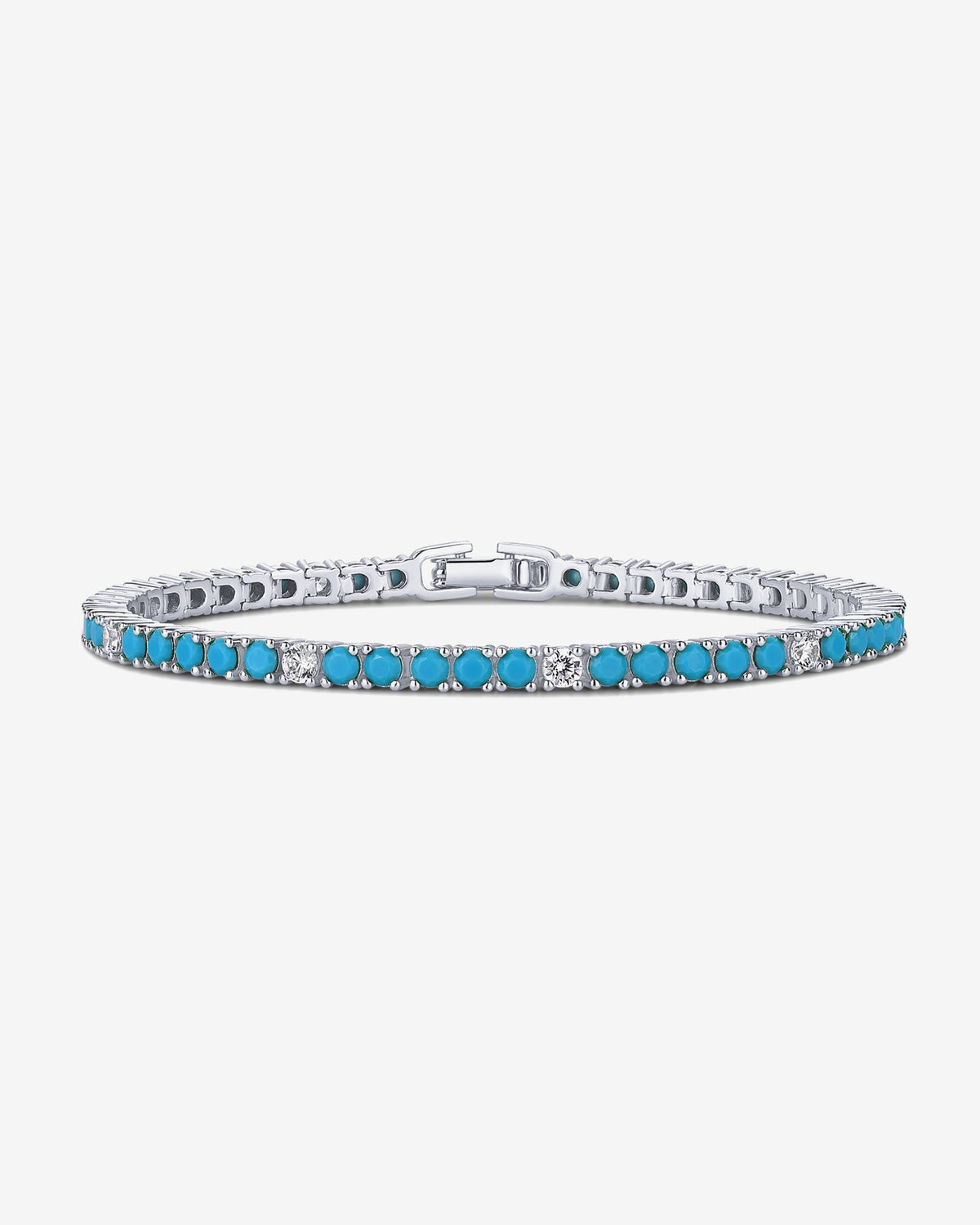 Jewlari Bracelet Naviiz White Gold 6.5 Inches White Gold / 6.5 Inches / Turquoise