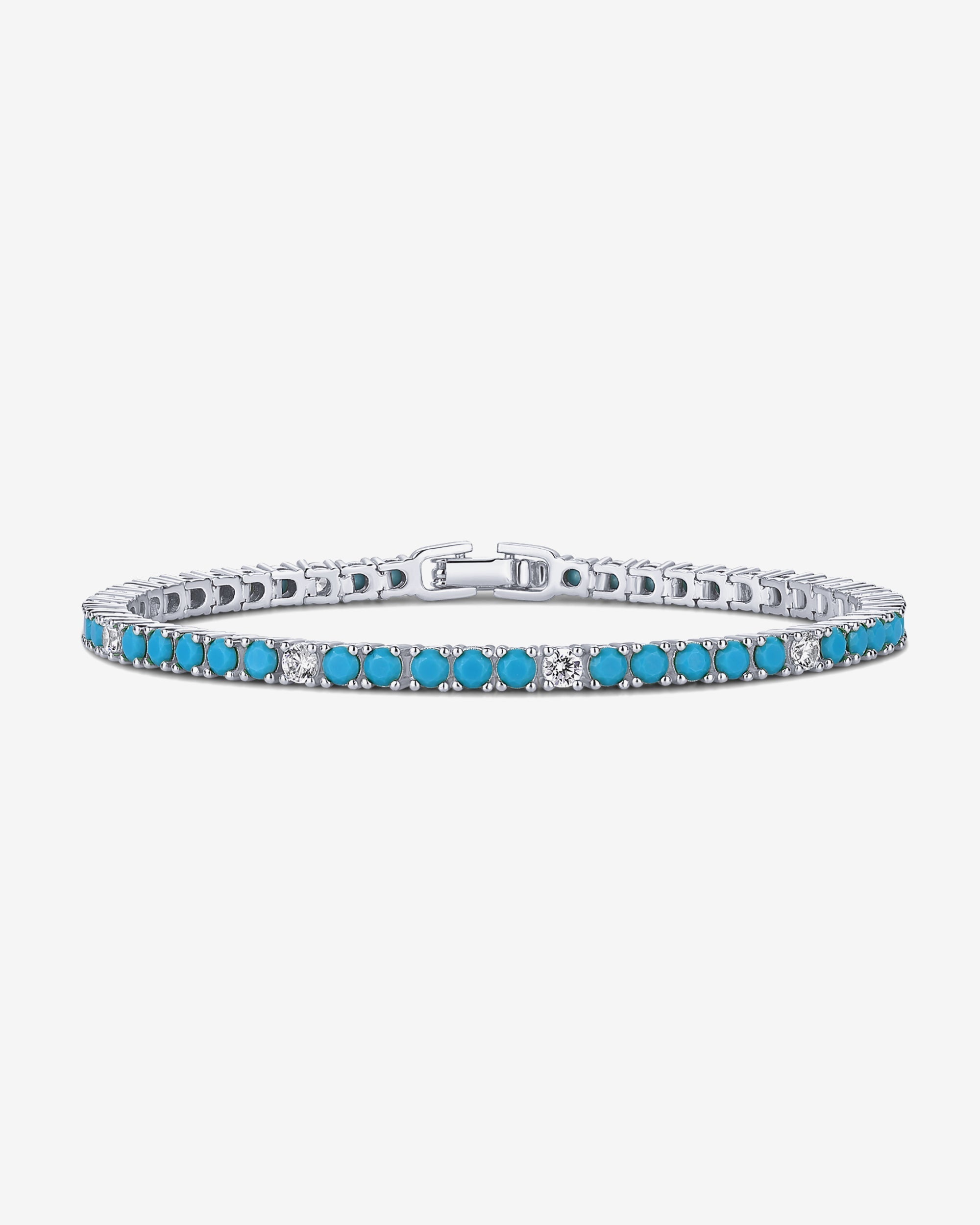 Jewlari Bracelet Naviiz White Gold 6.5 Inches White Gold / 6.5 Inches / Turquoise