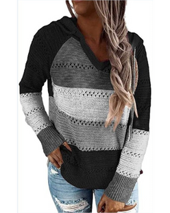 Colour Block Hooded Knit Jumper