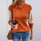 Contrast Sleeve V-Neck Hoodie