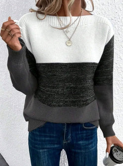 Three-Tone Boat Neck Jumper