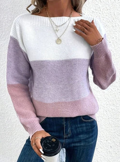 Three-Tone Boat Neck Jumper