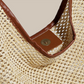 Hobo Bag Straw Faux Leather with Removable Zip Pouch