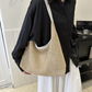 Hobo Bag Straw Faux Leather with Removable Zip Pouch