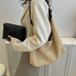 Hobo Bag Straw Faux Leather with Removable Zip Pouch
