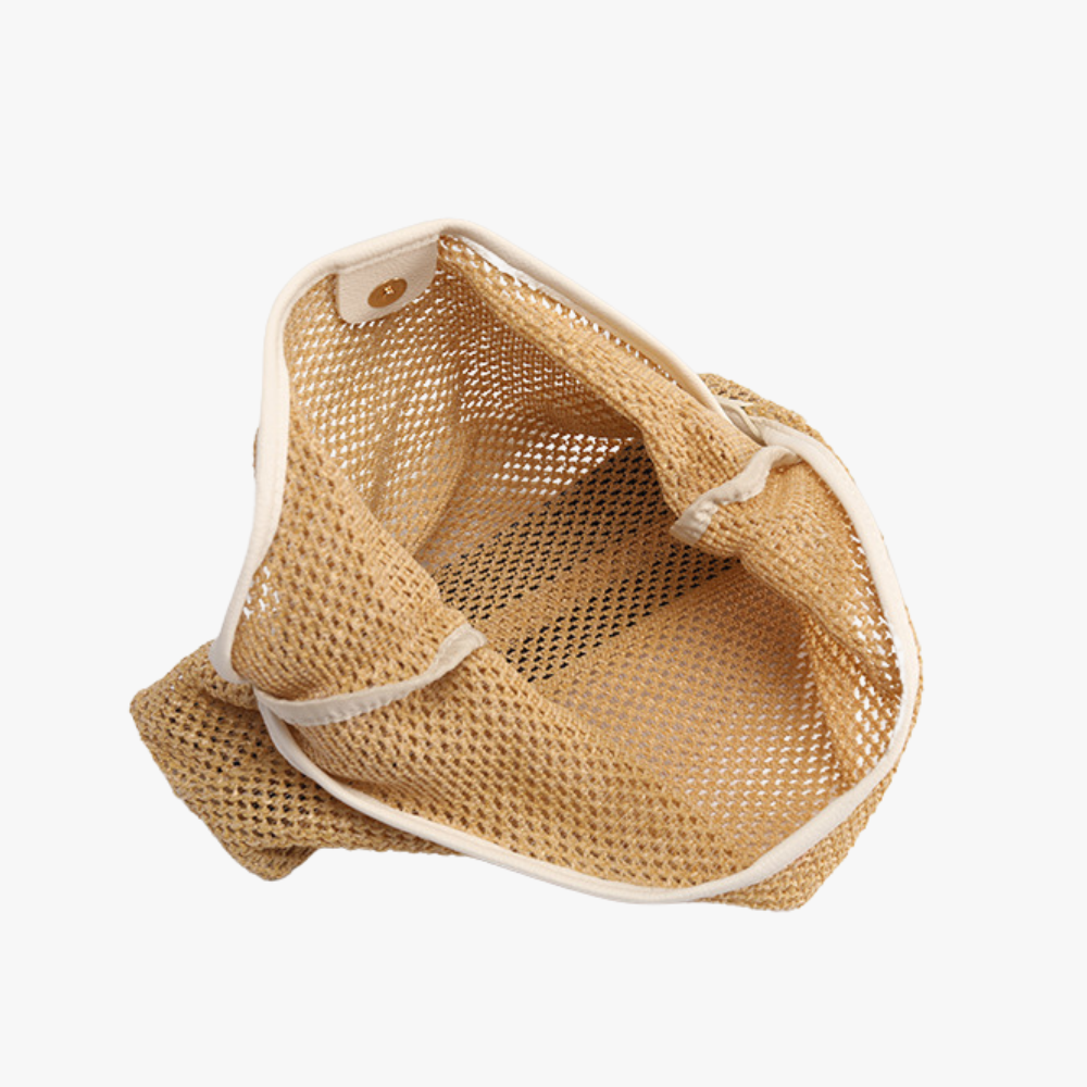 Hobo Bag Straw Faux Leather with Removable Zip Pouch