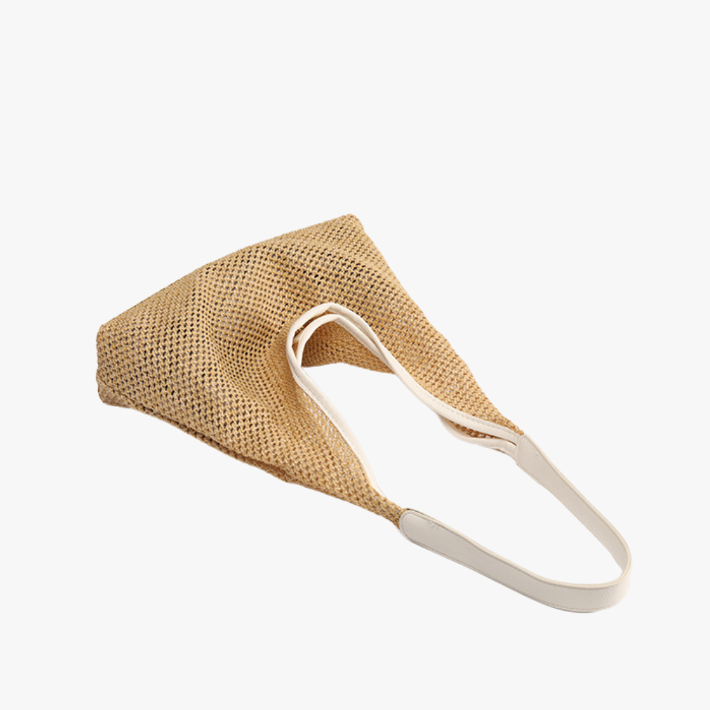 Hobo Bag Straw Faux Leather with Removable Zip Pouch