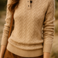 Cable Knit Button Neck Jumper