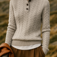 Cable Knit Button Neck Jumper