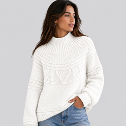 Honeycomb Cable Mock Neck Jumper