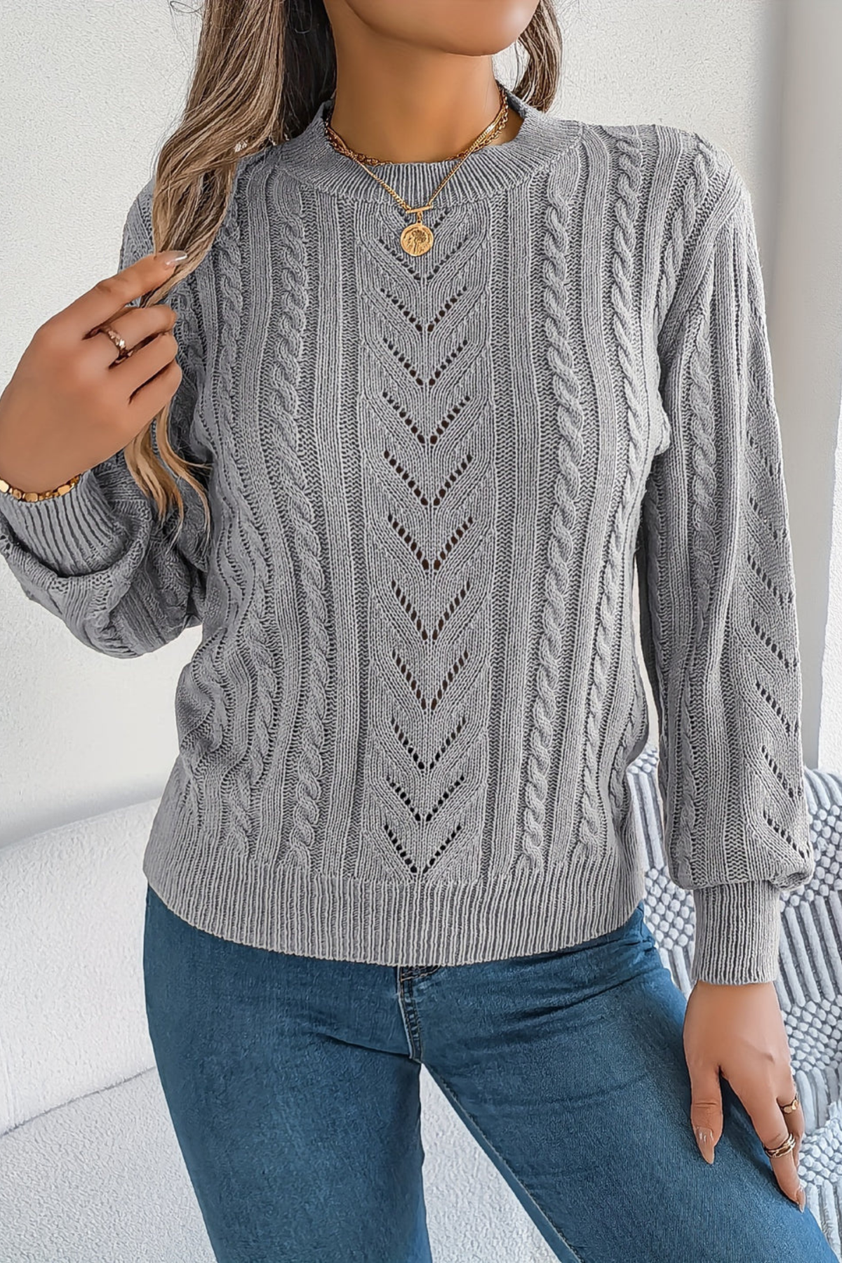 Chevron Cable Crewneck Jumper