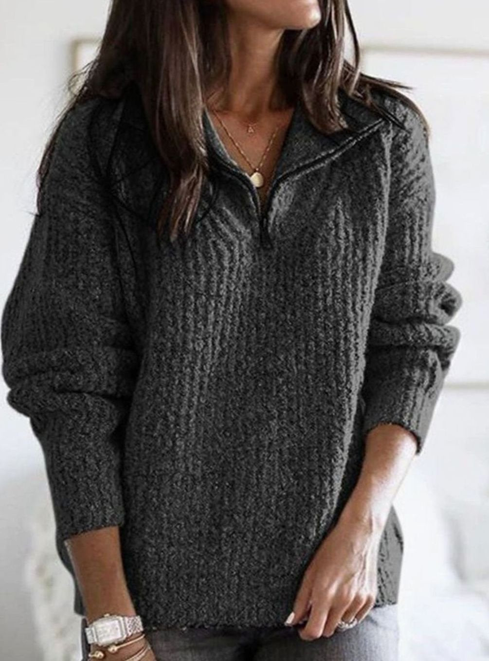 Cable Half-Zip Collar Jumper