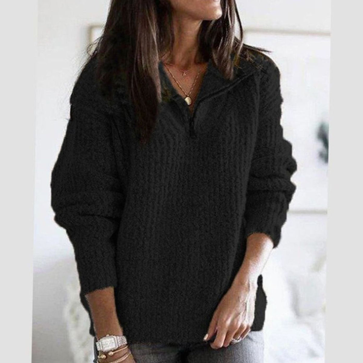 Cable Half-Zip Collar Jumper