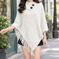Fringe Hem Roll Neck Poncho
