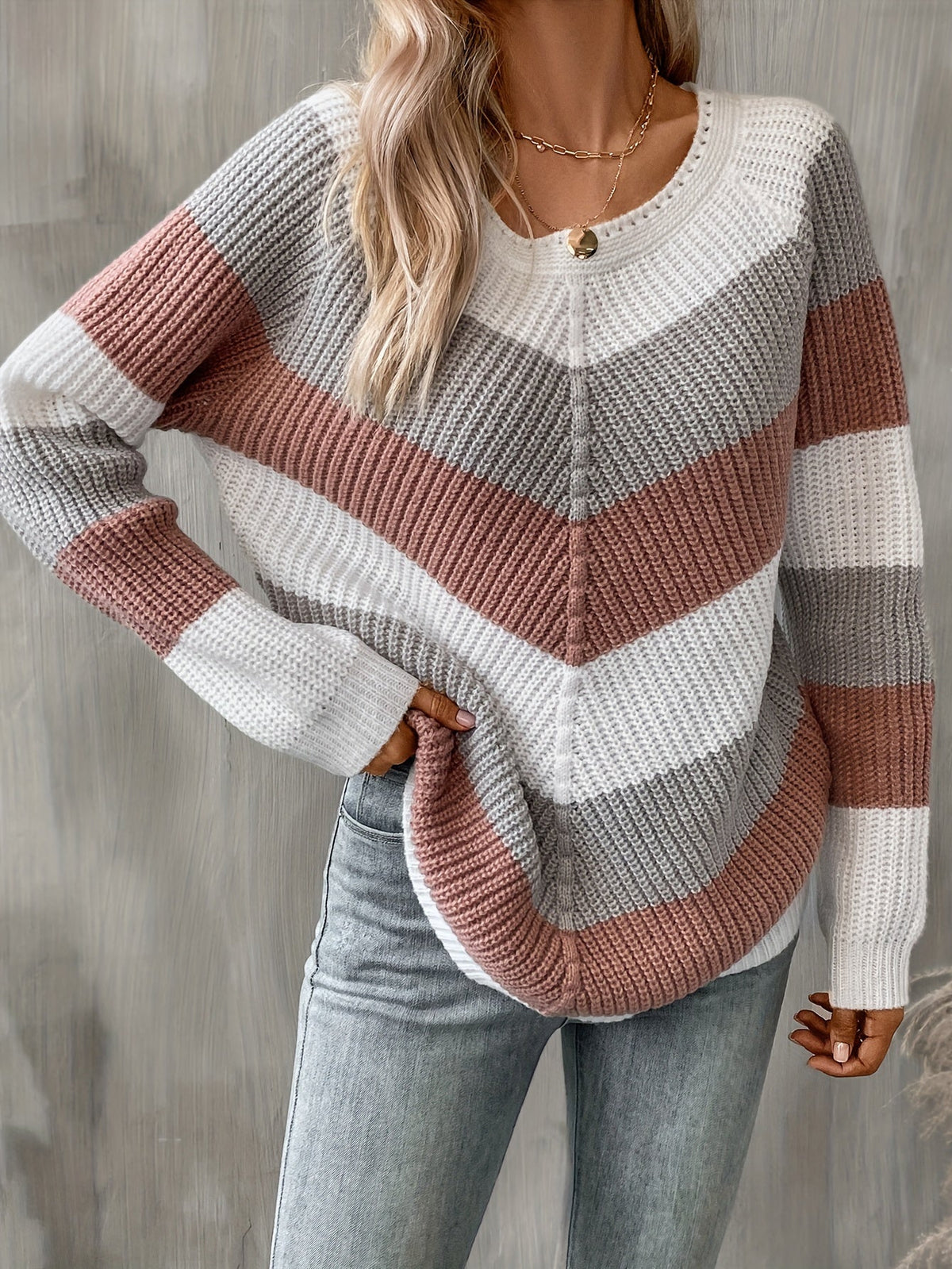 Chevron Colour Block Jumper