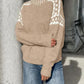 Leopard Yoke Mock Neck Jumper