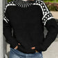 Leopard Yoke Mock Neck Jumper