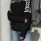 Leopard Yoke Mock Neck Jumper