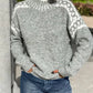 Leopard Yoke Mock Neck Jumper