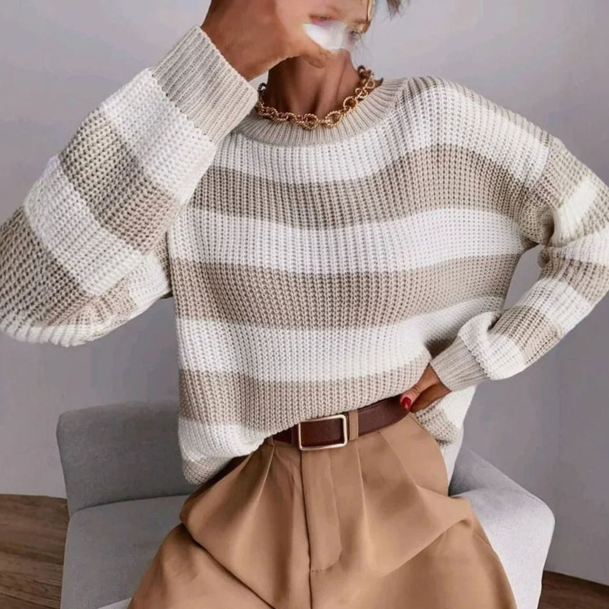 Two-Tone Stripe Jumper