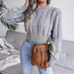 Cropped Cable Puff Sleeve Jumper