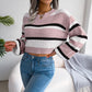 Cropped Stripe Waffle Jumper