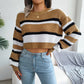 Cropped Stripe Waffle Jumper
